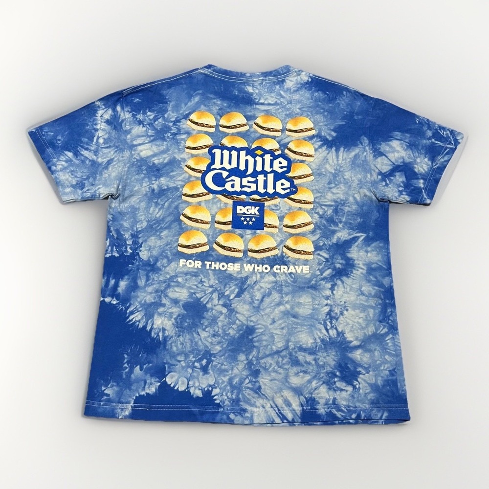 DGK x White Castle Mens Blue Tie Dye Burger For Those Who Crave Skate T-Shirt M